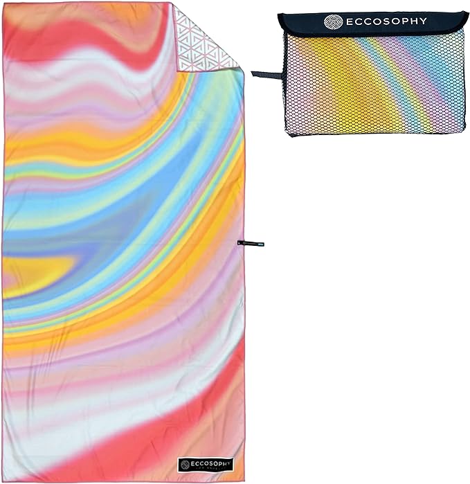 ECCOSOPHY Microfiber Beach Towel - Sand Free Towels are Quick Dry, Light Weight, Super Absorbent - Perfect Pool, Travel, Cruise, Camping Essentials - Oversized Extra Large for Adults 71x35 in-GravixFit