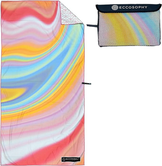ECCOSOPHY Microfiber Beach Towel - Sand Free Towels are Quick Dry, Light Weight, Super Absorbent - Perfect Pool, Travel, Cruise, Camping Essentials - Oversized Extra Large for Adults 71x35 in-GravixFit