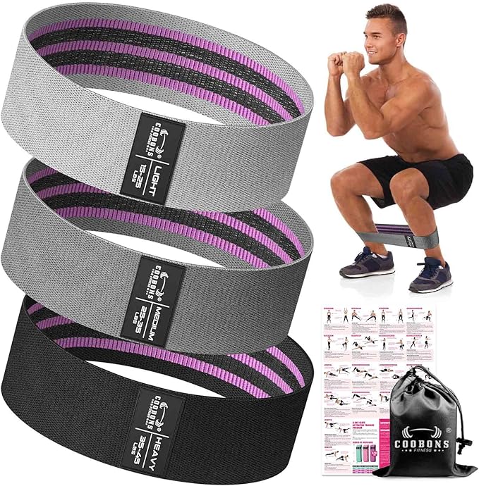 Fabric Resistance Bands for Working Out - Exercise Bands for Women and Men, Booty Bands for Legs and Glute, Yoga, Pilates, Rehab, Fitness and Home Workout-GravixFit