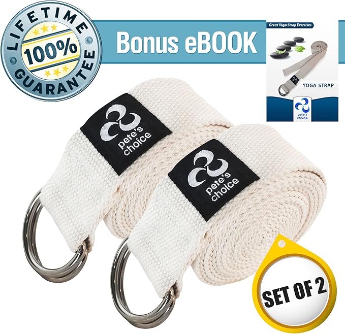 2-PACK or 5-PACK Yoga Exercise Adjustable Straps 8Ft | BONUS eBook | with Durable D-Ring For Pilates & Gym Workouts | Hold Poses, Stretch, Improve Flexibility & Maintain Balance-GravixFit