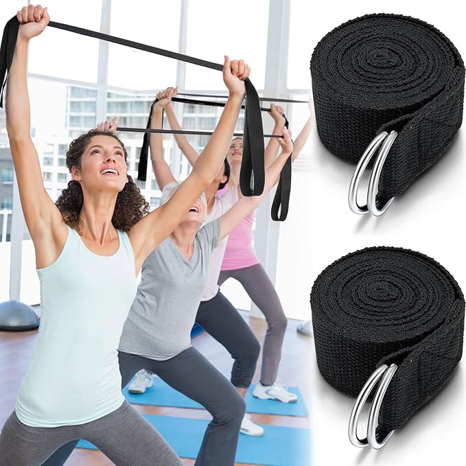 6 Pcs Yoga Strap for Stretching 8 Ft Yoga Exercise Adjustable Straps Bands with Safe Adjustable D Ring Buckle for Pilates Gym Workouts Fitness Improves Sitting Posture-GravixFit