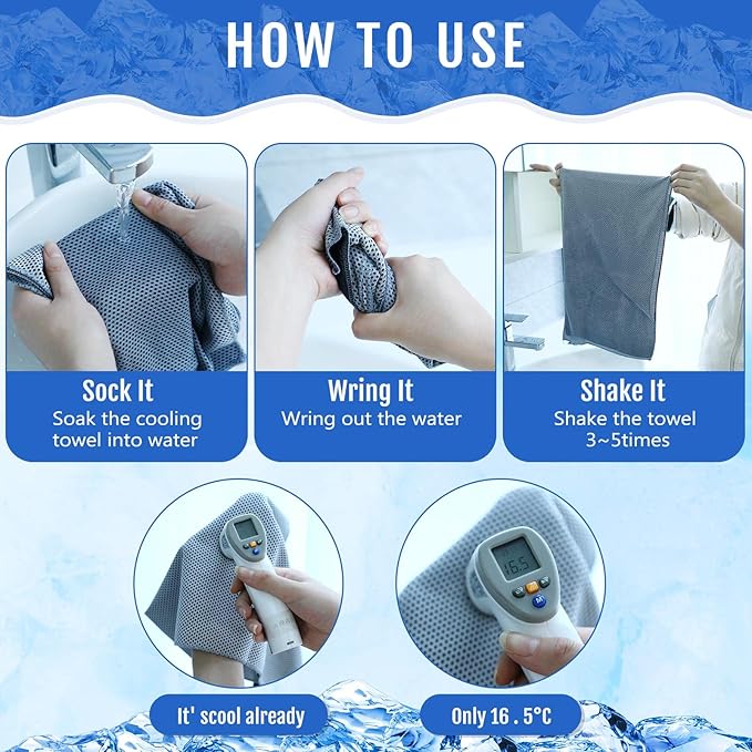 Hosuly 30 Pack Cooling Towels, 40"x12" Ice Breathable Soft Chilly Sweat Rag Microfiber Workout Rags for Gym Cooling Towels for Neck and Face for Yoga Golf Sport Running-GravixFit
