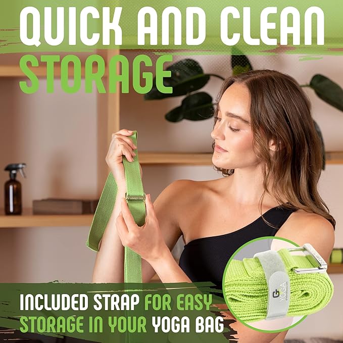 Gradient Fitness Yoga Strap, Friction-Less Easy-Feed Buckle, Super Soft Cotton/Polyester Blend Webbing, Free eGuide. (8 Feet)-GravixFit