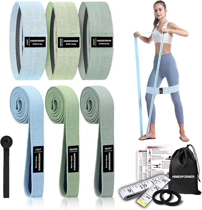 Wide Fabric Resistance Bands Set for Working Out, Non-Slip Exercise Booty Bands for Women & Men Leg and Glutes with Hair Ties and Tape Measure - for Home Gym Workout, Yoga, Pilates-GravixFit