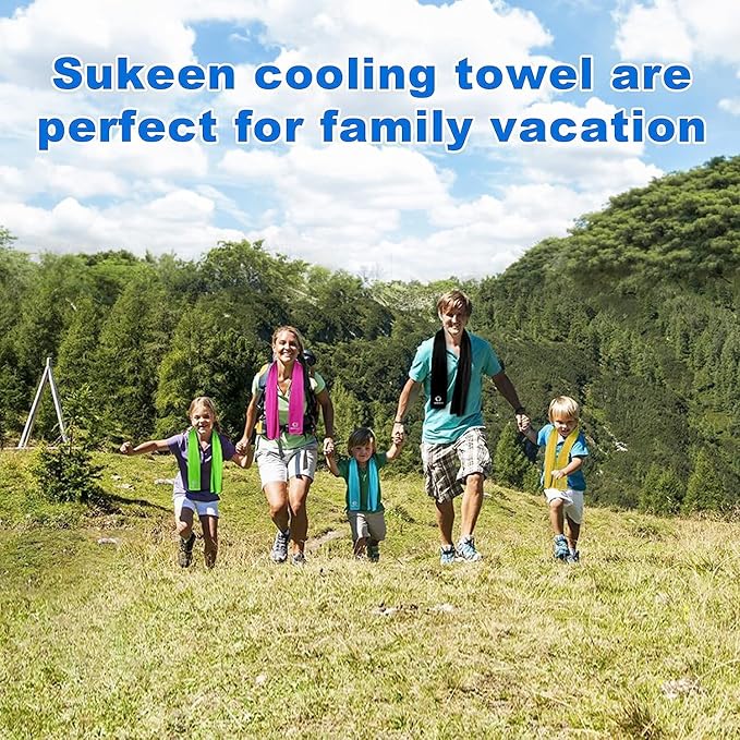 Sukeen 4Pack Cooling Towel (40"x12") for Neck and Face, Soft & Breathable Chilly Sports Towel, Quick-Drying Sweat Absorbing Cooling Neck Wraps with Cooling Tech. for Yoga, Sport, Running, Workout-GravixFit