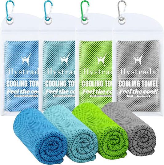 4 Pack Cooling Towels 40" x 12"-Cooling Scarf, Cold snap Cooling Towel for Instant Cooling Relief for All Physical Activities: Golf, Fitness, Camping, Hiking, Yoga, Pilates-GravixFit