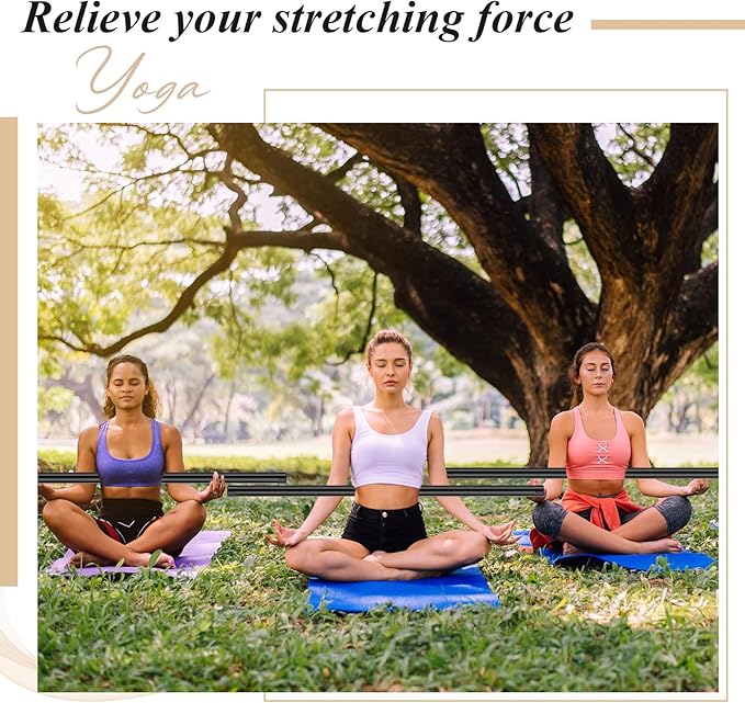 Hiboom 6 Pcs 5ft Yoga Stick Natural Bamboo Exercise Stick with Non-Slip Rubber Ends Stretching Tool Posture Corrector Stretch Tool for Flexibility, Workout, Balance Fitness-GravixFit