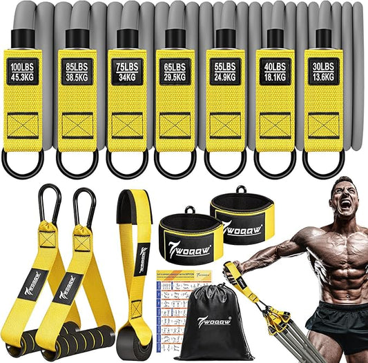 Heavy Resistance Bands for Working Out, 350lbs/450lbs Exercise Bands with Handles, Workout Bands Set for Men, Fitness Weight Bands for Muscle Strength Training, Stretching, Slim, Home Gym Equipment-GravixFit