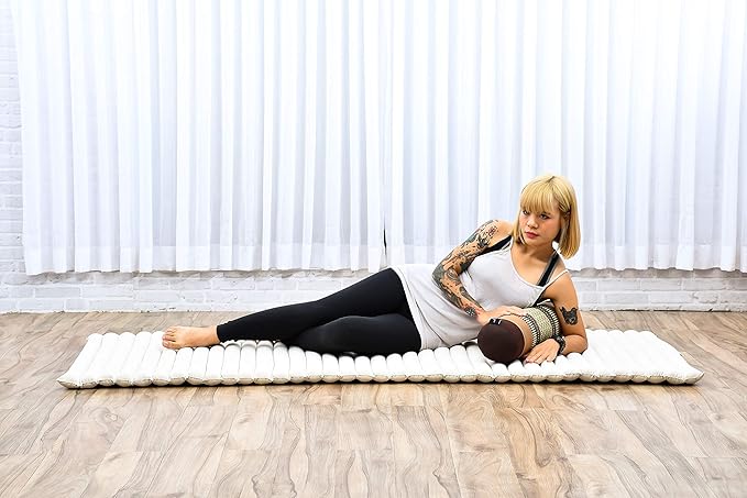 Leewadee Small Yoga Bolster – Shape-Retaining Cervical Neck Roll, Tube Pillow for Comfortable Reading, Kapok Filling, 22 x 6 x 6 inches-GravixFit