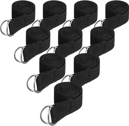 Jerify 10 Pcs Yoga Strap for Stretching Bulk 6ft Exercise Stretch Band with Metal D Ring Adjustable Pilates Non Elastic Yoga Stretch Belt for Women Men Physical Fitness Gym Workout Dance-GravixFit