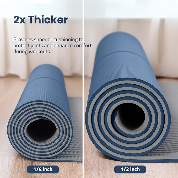 Extra Wide Yoga Mat for Men Women (72"L x 36"W) Non Slip Fitness & Exercise Mat with Alignment Marks for Yoga, Pilates, Floor Workouts-GravixFit
