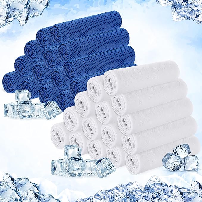 Hosuly 30 Pack Cooling Towels, 40"x12" Ice Breathable Soft Chilly Sweat Rag Microfiber Workout Rags for Gym Cooling Towels for Neck and Face for Yoga Golf Sport Running-GravixFit
