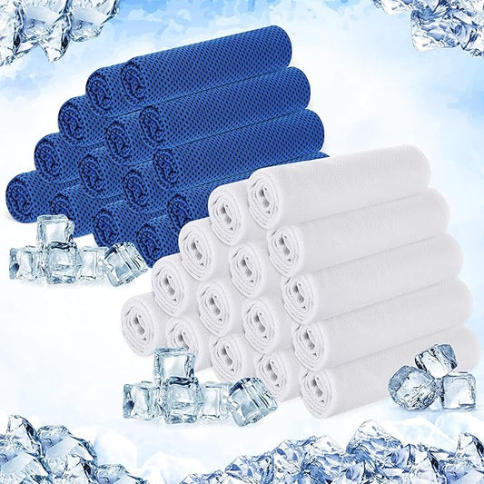 Hosuly 30 Pack Cooling Towels, 40"x12" Ice Breathable Soft Chilly Sweat Rag Microfiber Workout Rags for Gym Cooling Towels for Neck and Face for Yoga Golf Sport Running-GravixFit