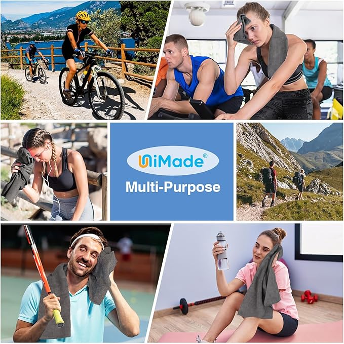 48 Pack Gym Towels Set - Highly Absorbent and Quick Drying Microfiber Salon Towels, Premium Hand Cloths for Bathroom, Gym, Shower, Hotel, and Spa - 16x27 inch (Grey)-GravixFit