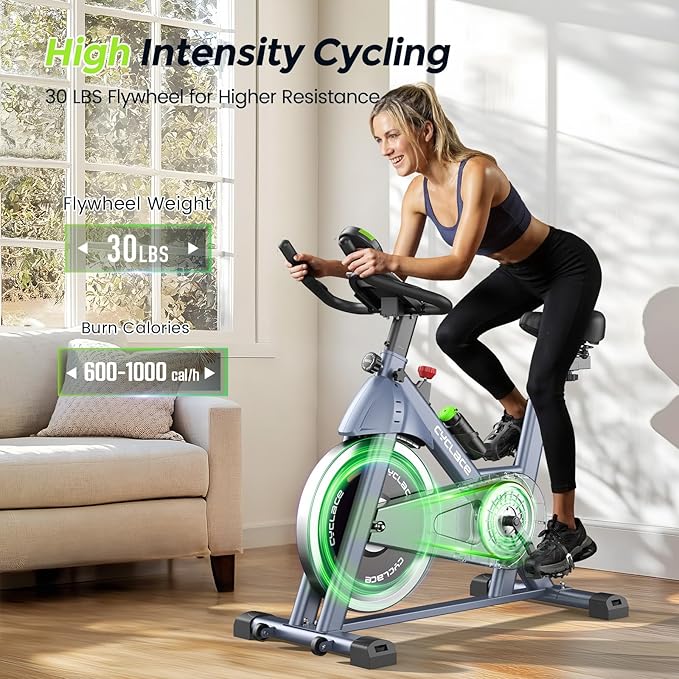 Cyclace Exercise Bike, Magnetic Stationary Bike for Home, Low Noise Cardio Indoor Cycling Bike with App Compatible, 300LBs Weight Capacity & Tablet Mount