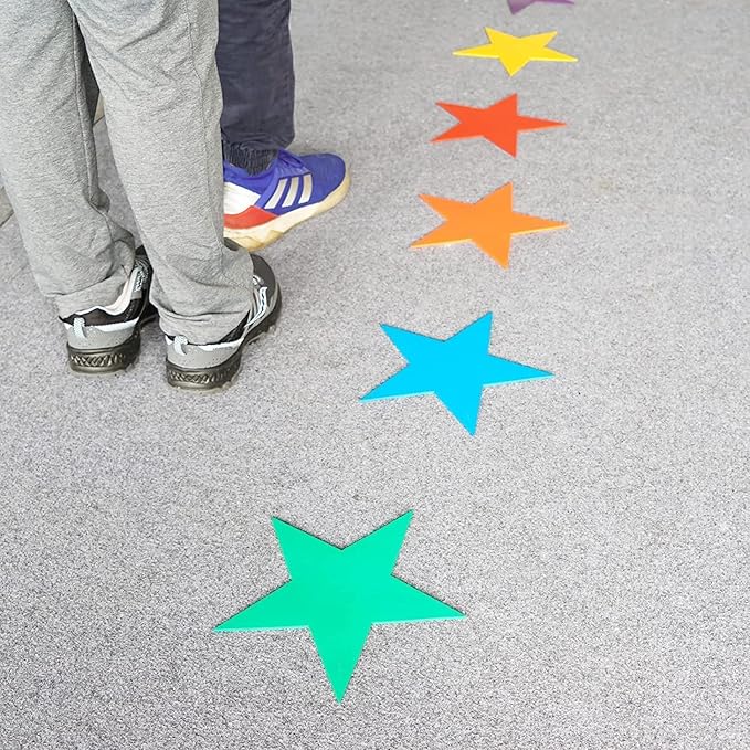 12pcs Colorful Star Arrow Spot Marker Non-Slip Directional Carpet Marker for Training Agility, Kids Classroom Activity, Gym, Sport, Home (Star)-GravixFit