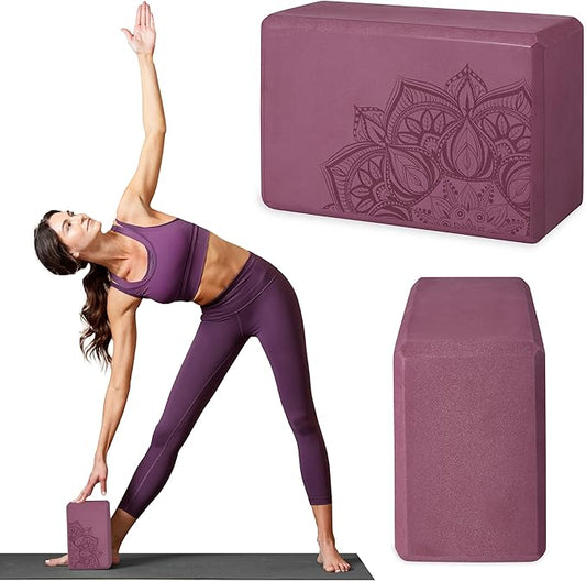 Gaiam Yoga Block - Supportive Latex-Free Eva Foam - Soft Non-Slip Surface with Beveled Edges for Yoga, Pilates, Meditation - Yoga Accessories for Stability, Balance, Deepen Stretches-GravixFit