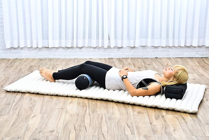 Leewadee Small Yoga Bolster – Shape-Retaining Cervical Neck Roll, Tube Pillow for Comfortable Reading, Kapok Filling, 22 x 6 x 6 inches-GravixFit