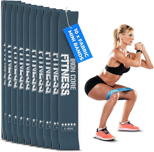 Fabric Mini Resistance Bands Sets for Trainers, Bootcamp, Gym for Men and Women in Fun Colors - Ebook, Videos and Workout Chart Included by Iron Core Fitness-GravixFit