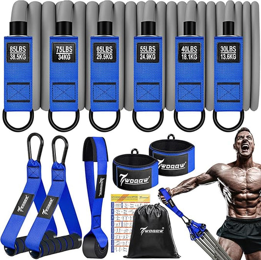Heavy Resistance Bands for Working Out, 350lbs/450lbs Exercise Bands with Handles, Workout Bands Set for Men, Fitness Weight Bands for Muscle Strength Training, Stretching, Slim, Home Gym Equipment-GravixFit