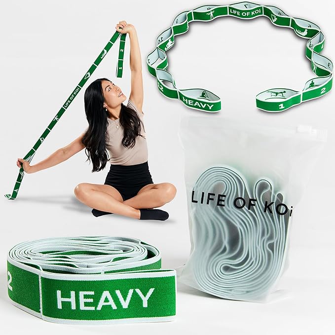 Stretching Strap: HEAVY Resistance Band, Stretch Strap with Loops for Yoga, Pilates, Dance, Physical Therapy, Gymnastics, Yoga Strap for Stretching, Workout, Flexibility-GravixFit