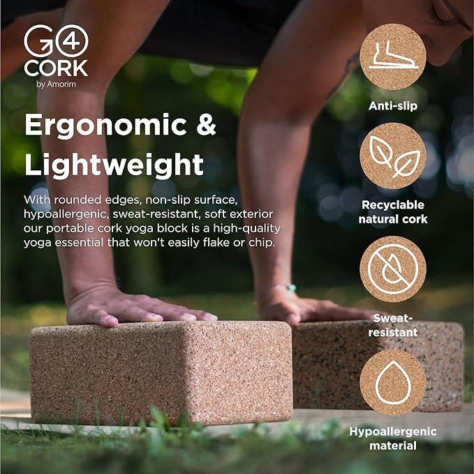Go4Cork Cork Yoga Block for Yoga, Pilates & Meditation | Non-Slip, Hypoallergenic, Sustainable, Non-Toxic Yoga Block-GravixFit