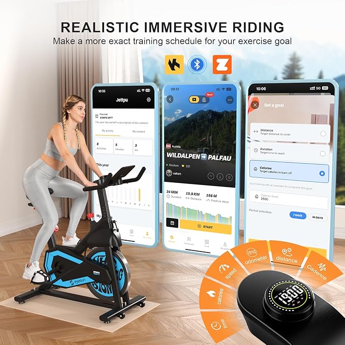 Exercise Bikes for Home,Indoor Cycling Bike with Adjustable Magnetic,Brake Pad Resistance Silent Belt Drive,330lbs Weight Capacity &Upgraded Version Seat for Home Cardio&Weight Loss