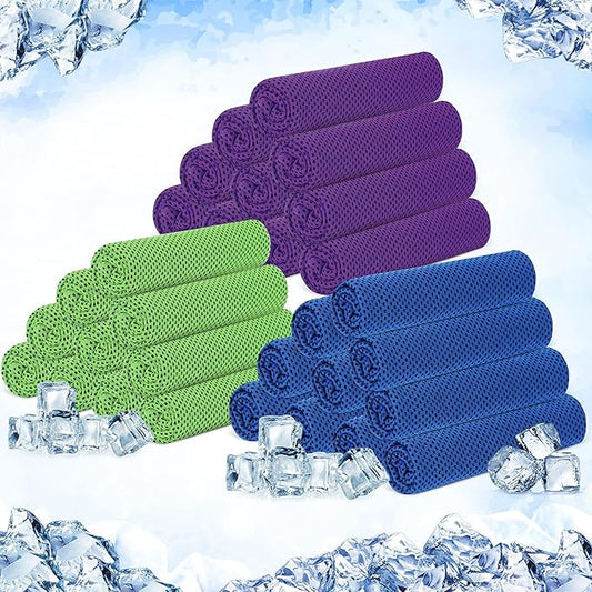 Hosuly 30 Pack Cooling Towels, 40"x12" Ice Breathable Soft Chilly Sweat Rag Microfiber Workout Rags for Gym Cooling Towels for Neck and Face for Yoga Golf Sport Running-GravixFit