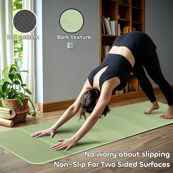 Foldable Yoga Mat 12mm Extra Thick Joint Protection,Portable Design for Travel/Pilates/Board/Camping,Environmental Sports Mat Non-Slip Gym Mat,Odorless POE Material-GravixFit