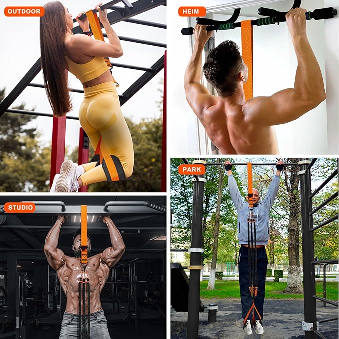 HPYGN Pull Up Assistance Bands, Heavy Duty Resistance Band for Pull Up Bar, Adjustable Weight/Size with Fabric Feet/Knee Rest, Bands for Pull Up Assist for Strength Training, Pull Up Assist Band-GravixFit