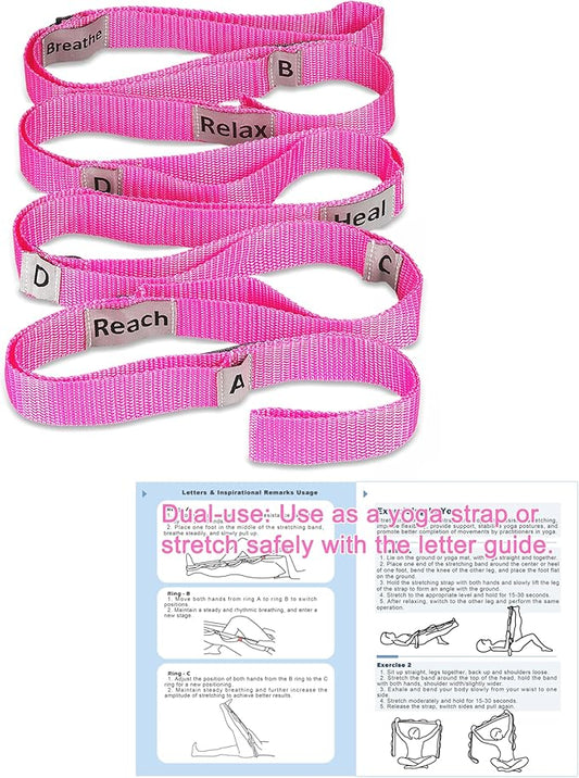 Stretching Strap Yoga Strap with 10 Loops, Non-Elastic Stretch Band for Physical Therapy, Flexibility, Exercise, Pilates, Dance & Gymnastics Workout-GravixFit