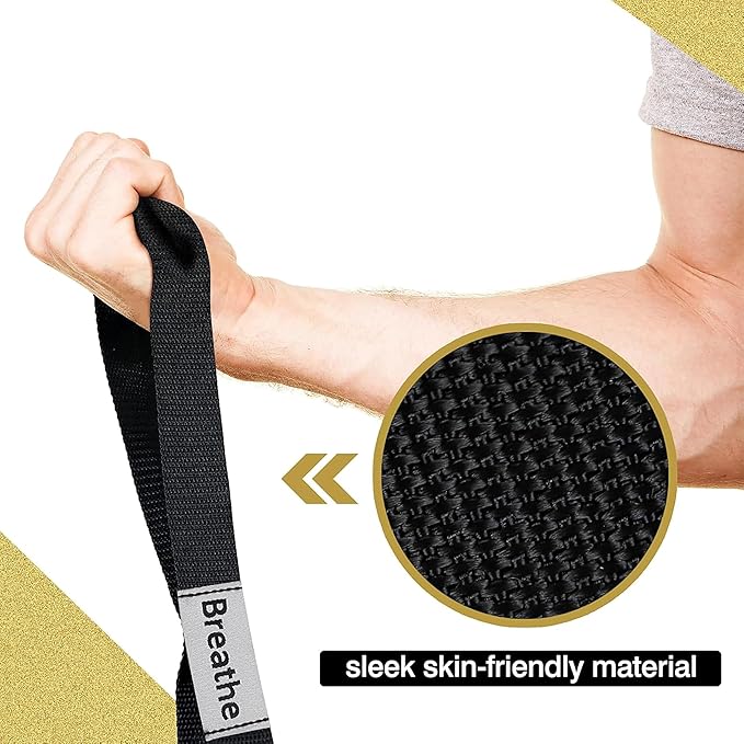 Stretching Strap Yoga Strap with 10 Loops, Non-Elastic Stretch Band for Physical Therapy, Flexibility, Exercise, Pilates, Dance & Gymnastics Workout-GravixFit