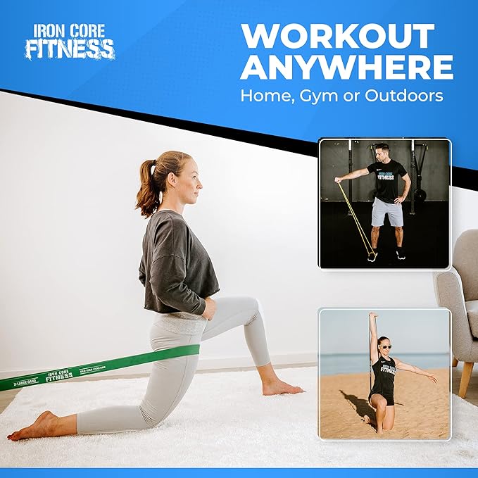 Pull Up Assistance Resistance Bands - Long Loop Power Bands for Men and Women - Strength Power Flexibility Training at Home & Gym - Ebooks & Workout Chart Included by Iron Core Fitness-GravixFit