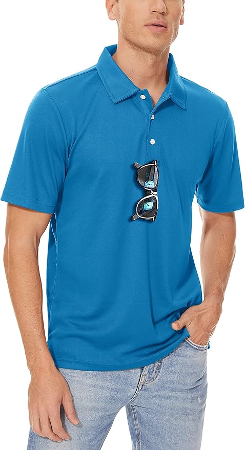 MAGCOMSEN Men's Polo Shirts 3 Buttons Casual Work T Shirts Quick Dry Short Sleeve Golf Shirt Pique Jersey Outdoor Performance-GravixFit