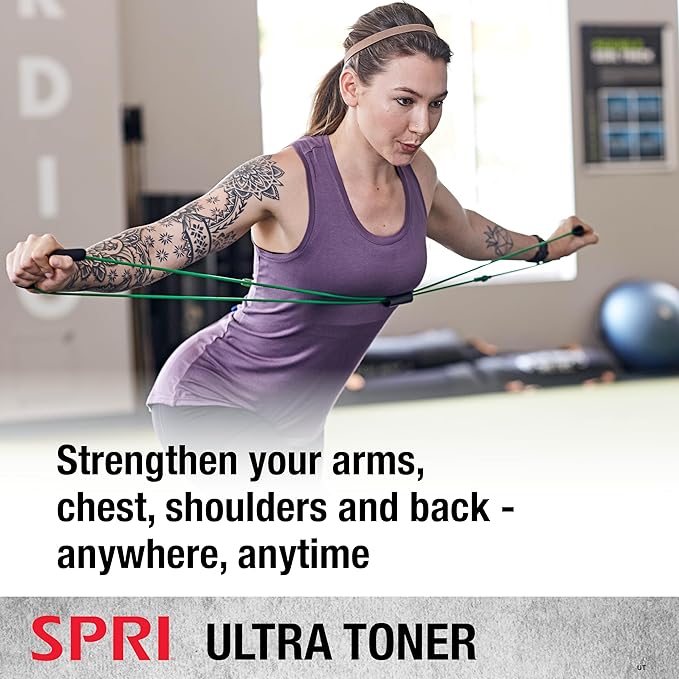 SPRI Ultra Toner Figure 8 Resistance Band with Padded Handles Great for Stretch, Exercise, Fitness Training, Yoga, Resistance Weights, Therapy, Gym or Home Workout Equipment.-GravixFit