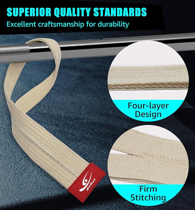 HiRui Cotton Lifting Wrist Straps (Pair) for Weightlifting Powerlifting Bodybuilding Strength Training | Wrist Support Wraps for Enhanced Grip & Stability - Soft & Durable, 13 inch Fits All-GravixFit