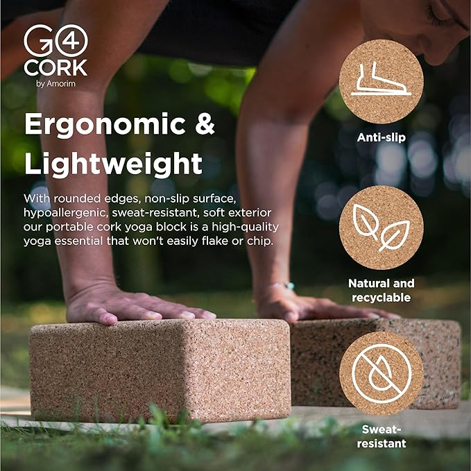 Go4Cork Cork Yoga Block for Yoga, Pilates & Meditation | Non-Slip, Hypoallergenic, Sustainable, Non-Toxic Yoga Block-GravixFit