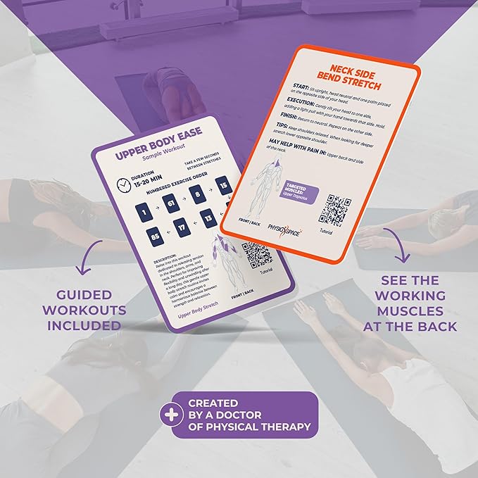 100 Stretching Exercise Flash Cards – Physical Therapy Stretches for Common Conditions (Plantar Fasciitis, Achilles Tendonitis, Sciatica, Back & Hip Pain) – Yoga, Pilates & Everyday Mobility-GravixFit