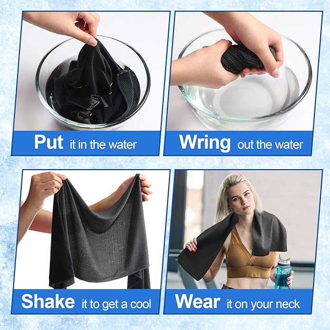 Shellwei 50 Pcs Cooling Towel 40 x 12 Inch Microfiber Workout Towels Breathable Chilly Towel Ice Cool Cold Towels Bulk Fast Drying Absorbent Sweat Rag for Neck Yoga Sports Golf Gym-GravixFit