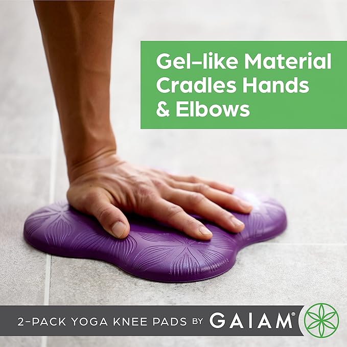 Gaiam Yoga Knee Pads (Set of 2) - Yoga Props and Accessories for Women/Men Cushions Knees and Elbows for Fitness, Travel, Meditation, Kneeling, Balance, Floor, Pilates-GravixFit