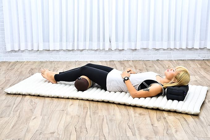 Leewadee Small Yoga Bolster – Shape-Retaining Cervical Neck Roll, Tube Pillow for Comfortable Reading, Kapok Filling, 22 x 6 x 6 inches-GravixFit