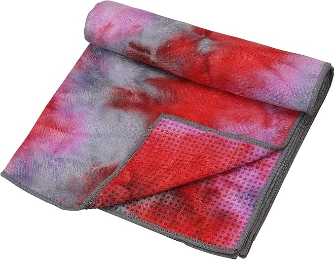 Yoga Towels , Non Slip Hot Yoga Towel Skidless Waffle Texture, 100% Absorbent Odorless Microfiber Yoga Blanket, Standard Sized 24 inchx72 inch Mat Towel (Pink & Red)1-GravixFit