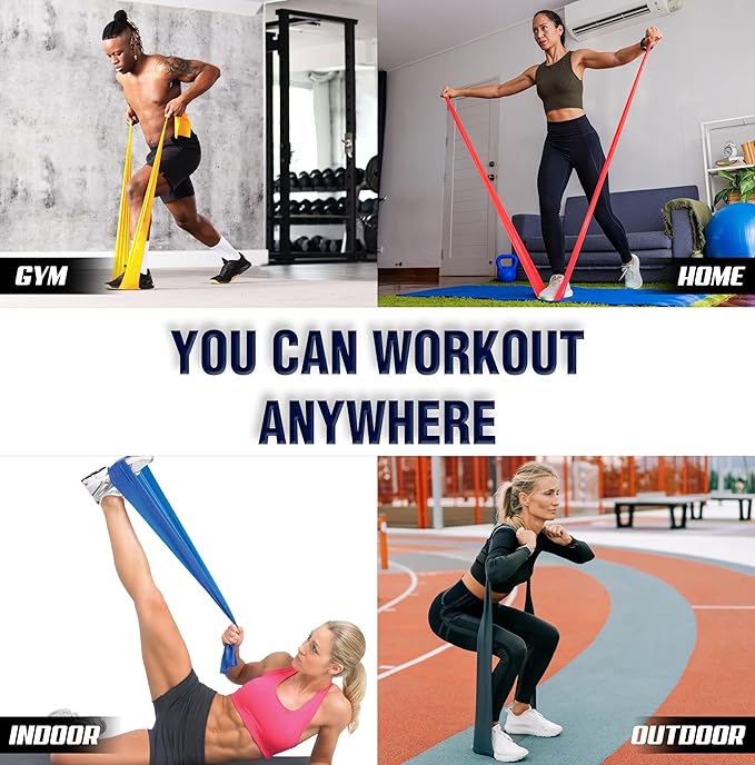 Exercise Resistance Bands for Working Out Set of 5 for Women and Men, Stretch Bands for Exercise, Physical Therapy, Arms Legs Workout, Stretching, Home Fitness-GravixFit