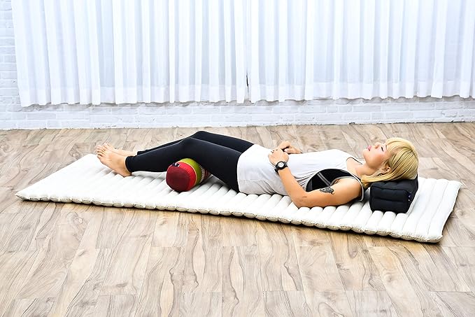 Leewadee Small Yoga Bolster – Shape-Retaining Cervical Neck Roll, Tube Pillow for Comfortable Reading, Kapok Filling, 22 x 6 x 6 inches-GravixFit