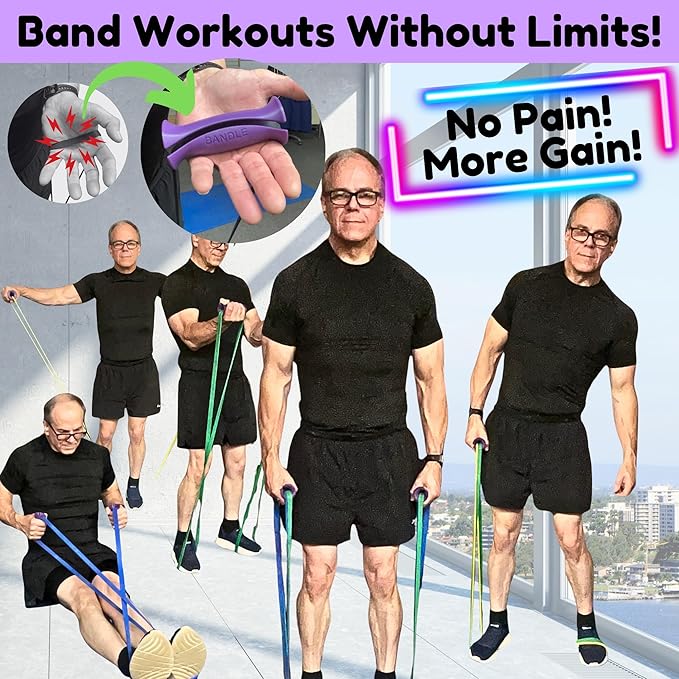 Bandle™ - True Ergonomic Handles for Resistance Bands | Unleash The Full Potential of Pain-Free, Full-Body Workouts | Durable & Comfortable for High-Intensity Training (2 Handles)-GravixFit