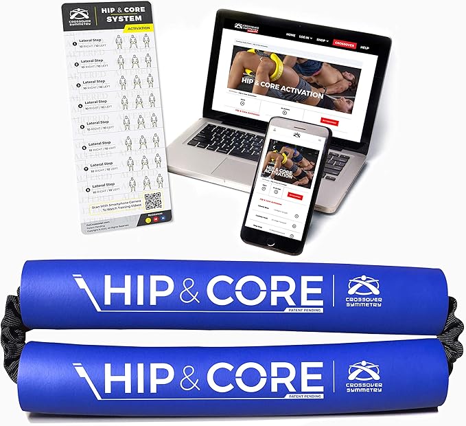 Crossover Symmetry Hip & Core System - Loop Resistance Home Workout Bands to Stretch and Strengthen Legs, Butt, HIPS, Thighs and Glutes, Includes Online Exercise & Training Guide-GravixFit