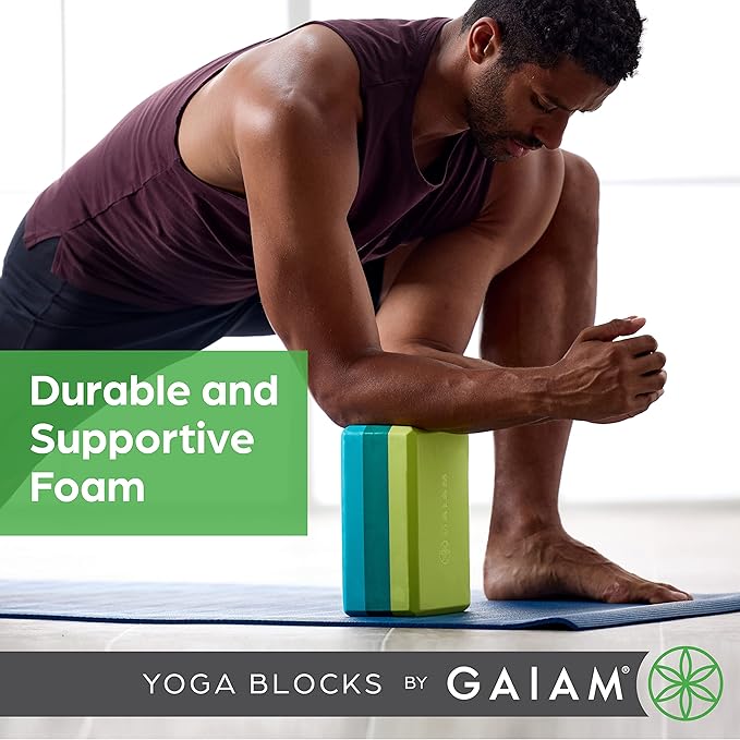 Gaiam Yoga Block - Supportive Latex-Free Eva Foam - Soft Non-Slip Surface with Beveled Edges for Yoga, Pilates, Meditation - Yoga Accessories for Stability, Balance, Deepen Stretches-GravixFit