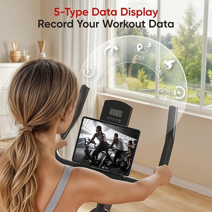 Exercise Bike, Stationary Bike for Home/Indoor Cycling Bike Silent Belt Drive, Stationary Bike with 300lbs Weight Capacity w/Comfortable Seat Cushion & Tablet Mount