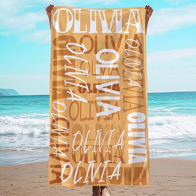 JML Personalized Beach Towel with Name, Custom Beach Towel with Name, Customized Microfiber Pool Towel, Quick Dry & Absorbent Swim Towel for Adult,Anniversary, Birthday, Summer Holiday,Vacation-GravixFit
