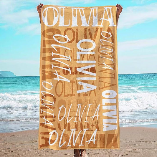 JML Personalized Beach Towel with Name, Custom Beach Towel with Name, Customized Microfiber Pool Towel, Quick Dry & Absorbent Swim Towel for Adult,Anniversary, Birthday, Summer Holiday,Vacation-GravixFit